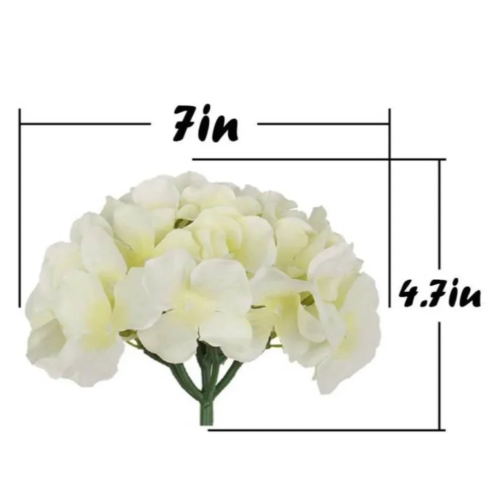10 pack | Ivory Silk Hydrangea Artificial Flowers for Home Wedding Bouquet